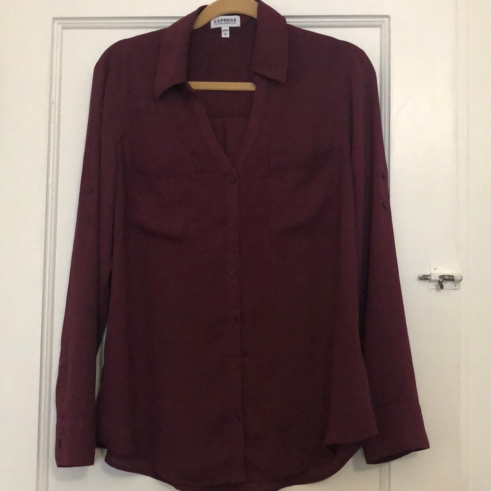 Express Button Down Roll-sleeve Blouse